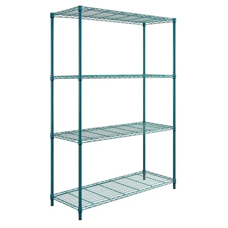 Quantum Storage Systems Wire Shelving Unit, 4-Shelf, Green, 30in W x 18in D x 72in H RWR72-1830LDP